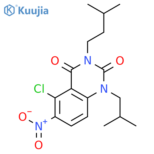 2,4(1H,3H)-Quinazolinedione, 5-chloro-3-(3-methylbutyl)-1-(2-methylpropyl)-6-nitro- structure