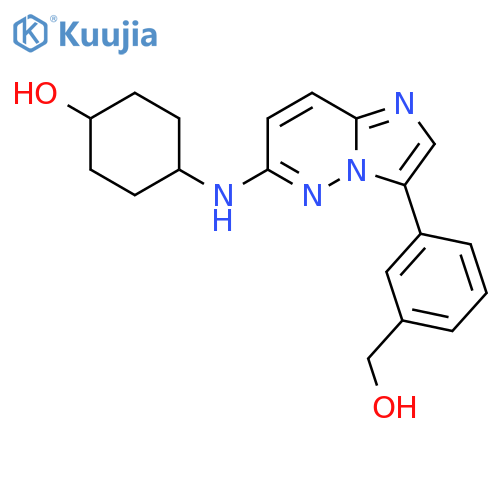 4-({3-3-(hydroxymethyl)phenylimidazo1,2-bpyridazin-6-yl}amino)cyclohexan-1-ol structure