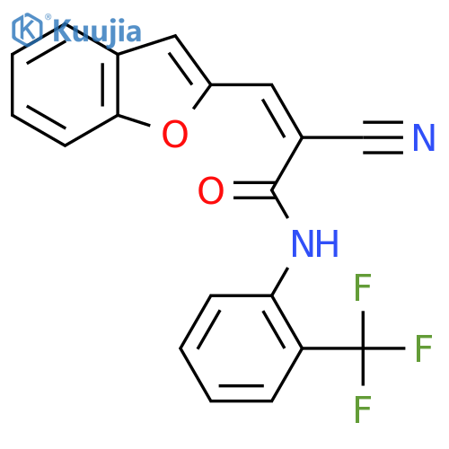 (Z)-3-(1-Benzofuran-2-yl)-2-cyano-N-[2-(trifluoromethyl)phenyl]prop-2-enamide structure