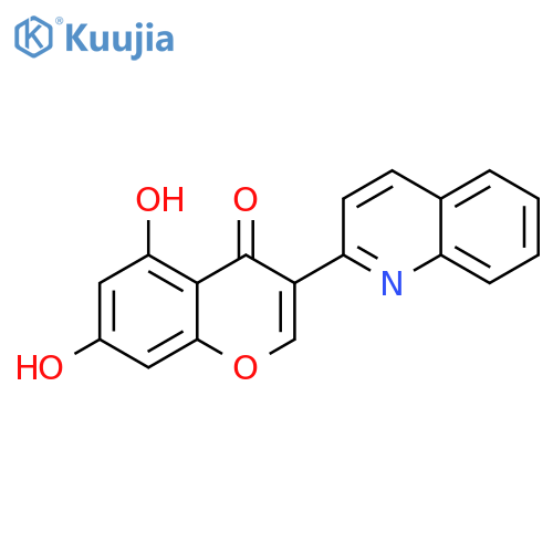 4H-1-Benzopyran-4-one, 5,7-dihydroxy-3-(2-quinolinyl)- structure