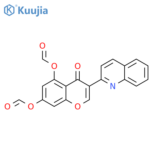 4H-1-Benzopyran-4-one, 5,7-bis(formyloxy)-3-(2-quinolinyl)- structure