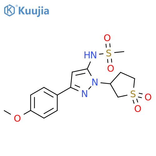 N-[1-(1,1-dioxo-1lambda6-thiolan-3-yl)-3-(4-methoxyphenyl)-1H-pyrazol-5-yl]methanesulfonamide structure