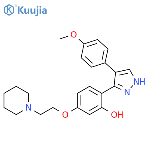 2-[4-(4-methoxyphenyl)-1H-pyrazol-3-yl]-5-[2-(piperidin-1-yl)ethoxy]phenol structure