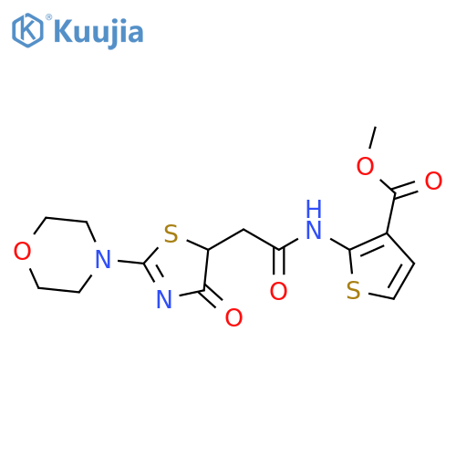methyl 2-{2-[2-(morpholin-4-yl)-4-oxo-4,5-dihydro-1,3-thiazol-5-yl]acetamido}thiophene-3-carboxylate structure