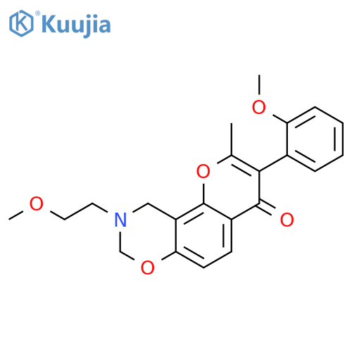 9-(2-methoxyethyl)-3-(2-methoxyphenyl)-2-methyl-4H,8H,9H,10H-chromeno[8,7-e][1,3]oxazin-4-one structure