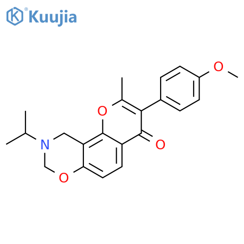 3-(4-methoxyphenyl)-2-methyl-9-(propan-2-yl)-4H,8H,9H,10H-chromeno[8,7-e][1,3]oxazin-4-one structure