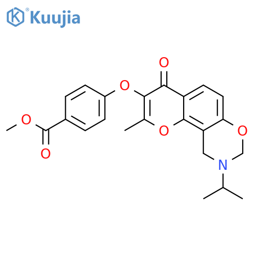 methyl 4-{[2-methyl-4-oxo-9-(propan-2-yl)-4H,8H,9H,10H-chromeno[8,7-e][1,3]oxazin-3-yl]oxy}benzoate structure