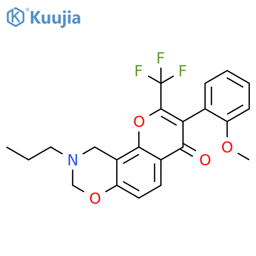 3-(2-methoxyphenyl)-9-propyl-2-(trifluoromethyl)-4H,8H,9H,10H-chromeno[8,7-e][1,3]oxazin-4-one structure
