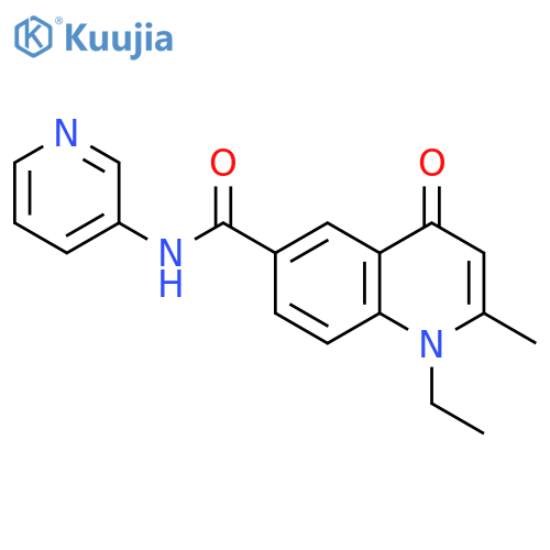 1-ethyl-2-methyl-4-oxo-N-(pyridin-3-yl)-1,4-dihydroquinoline-6-carboxamide structure