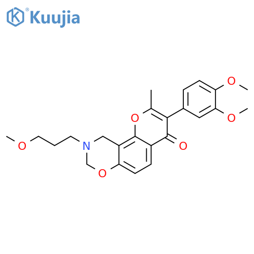 3-(3,4-dimethoxyphenyl)-9-(3-methoxypropyl)-2-methyl-4H,8H,9H,10H-chromeno[8,7-e][1,3]oxazin-4-one structure