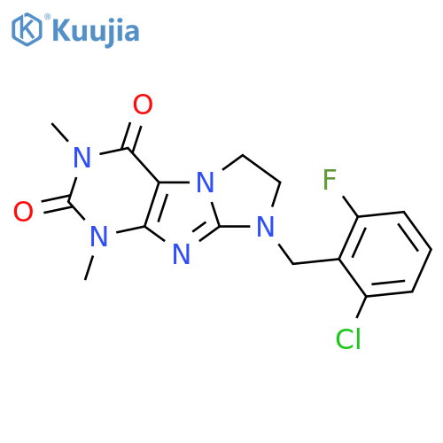 8-[(2-chloro-6-fluorophenyl)methyl]-1,3-dimethyl-1H,2H,3H,4H,6H,7H,8H-imidazo[1,2-g]purine-2,4-dione structure