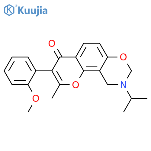 3-(2-methoxyphenyl)-2-methyl-9-(propan-2-yl)-4H,8H,9H,10H-chromeno[8,7-e][1,3]oxazin-4-one structure