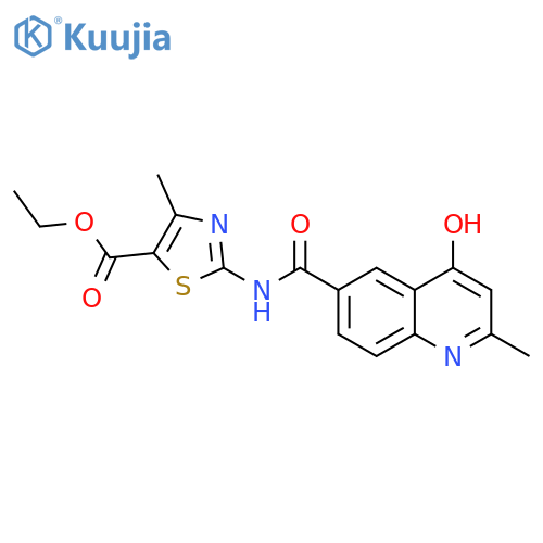 ethyl 2-(4-hydroxy-2-methylquinoline-6-amido)-4-methyl-1,3-thiazole-5-carboxylate structure