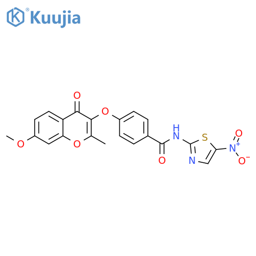 4-[(7-methoxy-2-methyl-4-oxo-4H-chromen-3-yl)oxy]-N-(5-nitro-1,3-thiazol-2-yl)benzamide structure