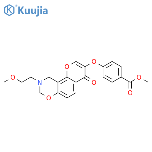 methyl 4-{[9-(2-methoxyethyl)-2-methyl-4-oxo-4H,8H,9H,10H-chromeno[8,7-e][1,3]oxazin-3-yl]oxy}benzoate structure
