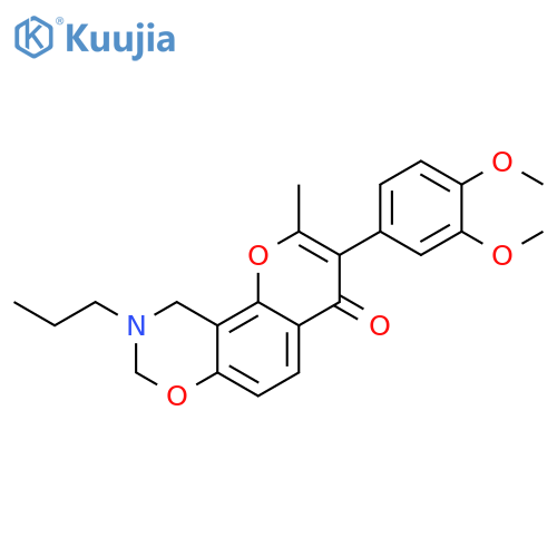 3-(3,4-dimethoxyphenyl)-2-methyl-9-propyl-4H,8H,9H,10H-chromeno[8,7-e][1,3]oxazin-4-one structure