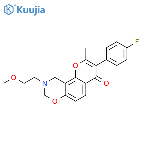 3-(4-fluorophenyl)-9-(2-methoxyethyl)-2-methyl-4H,8H,9H,10H-chromeno[8,7-e][1,3]oxazin-4-one structure