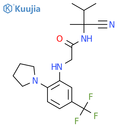 N-(1-cyano-1,2-dimethylpropyl)-2-{[2-(pyrrolidin-1-yl)-5-(trifluoromethyl)phenyl]amino}acetamide structure