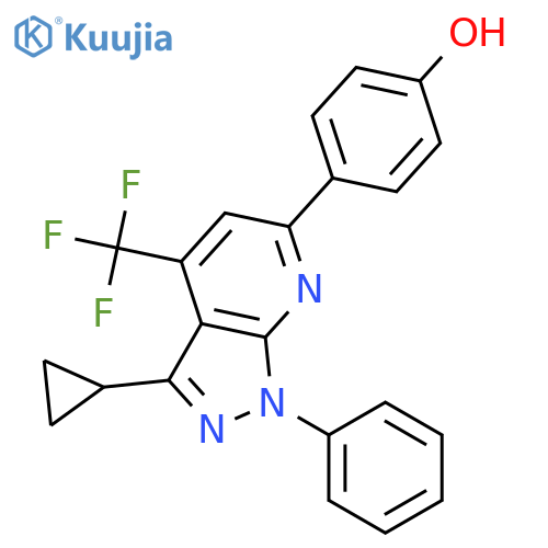 <br>4-(3-Cyclopropyl-1-phenyl-4-trifluoromethyl-1H-pyrazolo[3,4-b]pyridin-6-yl) -phenol structure