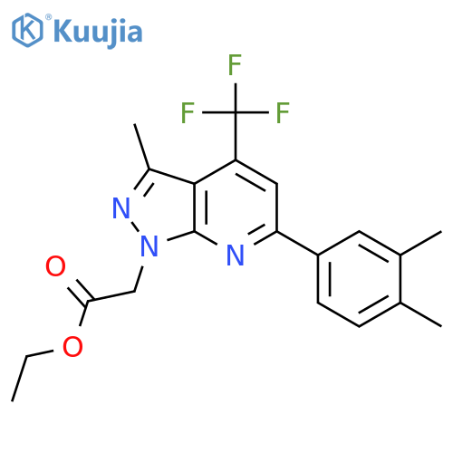 <br>ethyl [6-(3,4-dimethylphenyl)-3-methyl-4-(trifluoromethyl)-1H-pyrazolo[3,4- b]pyridin-1-yl]acetate structure