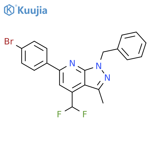 <br>1-Benzyl-6-(4-bromo-phenyl)-4-difluoromethyl-3-methyl-1H-pyrazolo[3,4-b]pyr idine structure