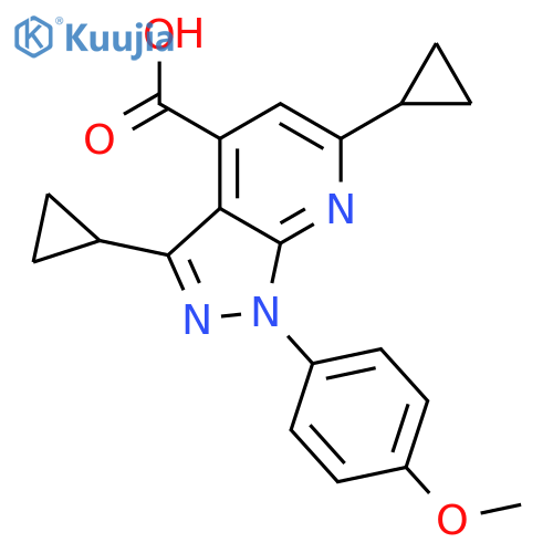 3,6-dicyclopropyl-1-(4-methoxyphenyl)-1H-pyrazolo3,4-bpyridine-4-carboxylic acid structure