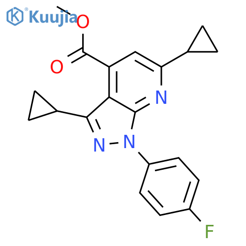 methyl 3,6-dicyclopropyl-1-(4-fluorophenyl)-1H-pyrazolo[3,4-b]pyridine-4-ca rboxylate structure