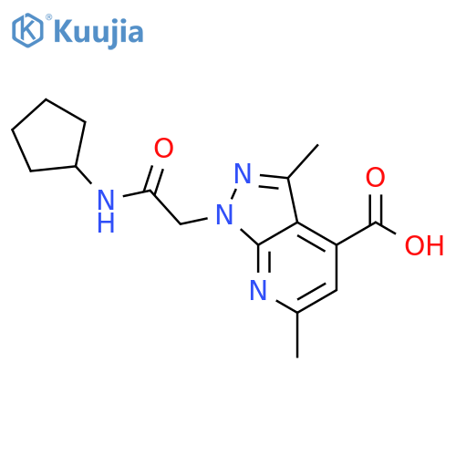 1-[2-(cyclopentylamino)-2-oxoethyl]-3,6-dimethyl-1H-pyrazolo[3,4-b]pyridine -4-carboxylic acid structure