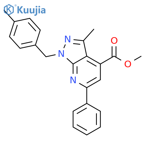 methyl 3-methyl-1-(4-methylbenzyl)-6-phenyl-1H-pyrazolo[3,4-b]pyridine-4-ca rboxylate structure