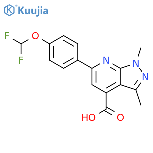 6-4-(difluoromethoxy)phenyl-1,3-dimethyl-1H-pyrazolo3,4-bpyridine-4-carboxylic acid structure