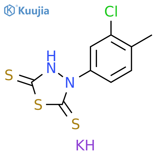 potassium 4-(3-chloro-4-methylphenyl)-5-sulfanylidene-4,5-dihydro-1,3,4-thiadiazol-2-ylsulfanide structure