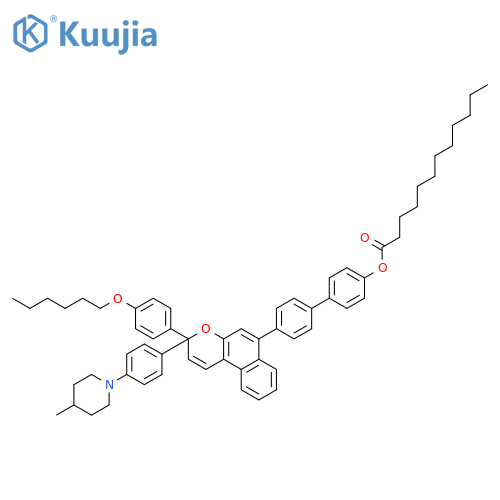 Dodecanoic acid, 4'-[3-[4-(hexyloxy)phenyl]-3-[4-(4-methyl-1-piperidinyl)phenyl]-3H-naphtho[2,1-b]pyran-6-yl][1,1'-biphenyl]-4-yl ester structure