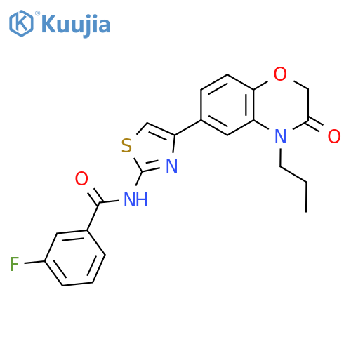 3-fluoro-N-[4-(3-oxo-4-propyl-3,4-dihydro-2H-1,4-benzoxazin-6-yl)-1,3-thiazol-2-yl]benzamide structure