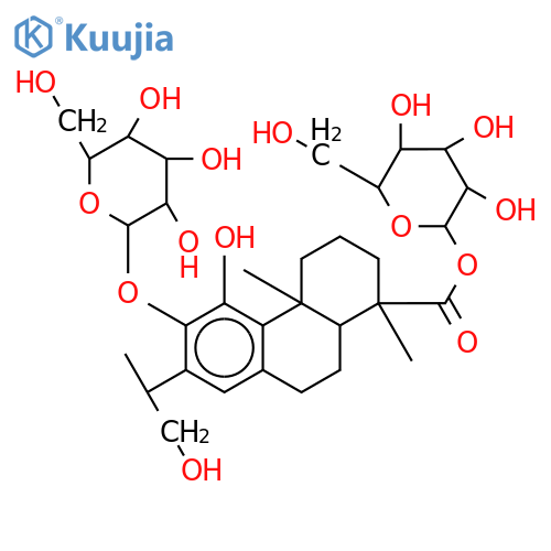 19-O-beta-D-carboxyglucopyranosyl-12-O-beta-D-glucopyranosyl-11,16-dihydroxyabieta-8,11,13-triene structure