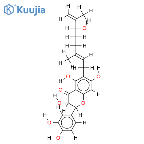 (2R,3R)-3,3',4',5,7-tetrahydroxy-3'-methoxy-6-[6-hydroxy-3,7-dimethyl-2(E),7-octadienyl]flavanone structure