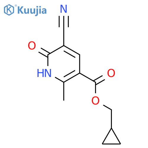 3-Pyridinecarboxylic acid, 5-cyano-1,6-dihydro-2-methyl-6-oxo-, cyclopropylmethyl ester structure