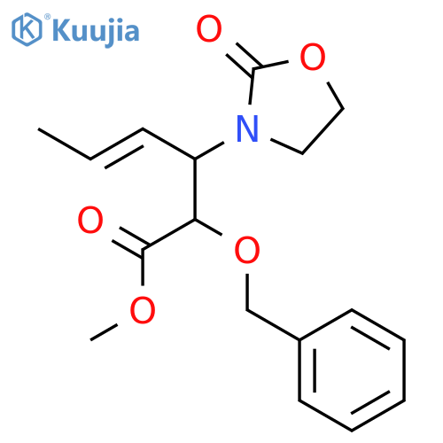 3-Oxazolidinepropanoic acid, 2-oxo-α-(phenylmethoxy)-β-(1E)-1-propen-1-yl-, methyl ester, (αR,βR)-rel- structure