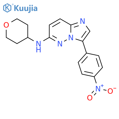 3-(4-nitrophenyl)-N-(tetrahydro-2H-pyran-4-yl)imidazo[1,2-b]pyridazin-6-amine structure