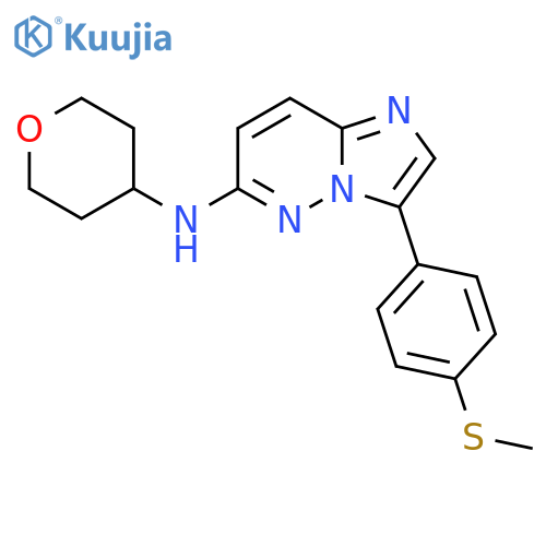 3-(4-(methylthio)phenyl)-N-(tetrahydro-2H-pyran-4-yl)imidazo[1,2-b]pyridazin-6-amine structure
