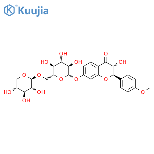 4H-1-Benzopyran-4-one,2,3-dihydro-3-hydroxy-2-(4-methoxyphenyl)-7-[(6-O-b-D-xylopyranosyl-b-D-glucopyranosyl)oxy]-, (2R,3R)- (9CI) structure