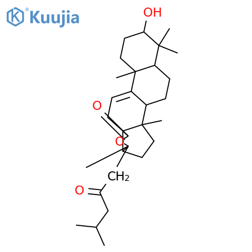 Lanost-9(11)-en-18-oic acid, 3,20-dihydroxy-23-oxo-, γ-lactone, (3β)- (9CI) structure