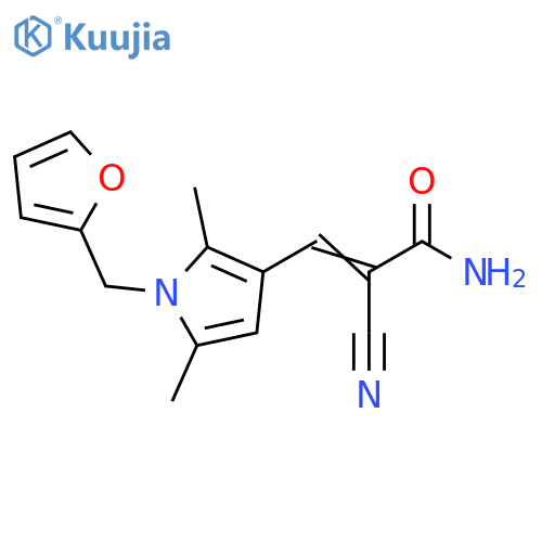 2-cyano-3-{1-(furan-2-yl)methyl-2,5-dimethyl-1H-pyrrol-3-yl}prop-2-enamide structure