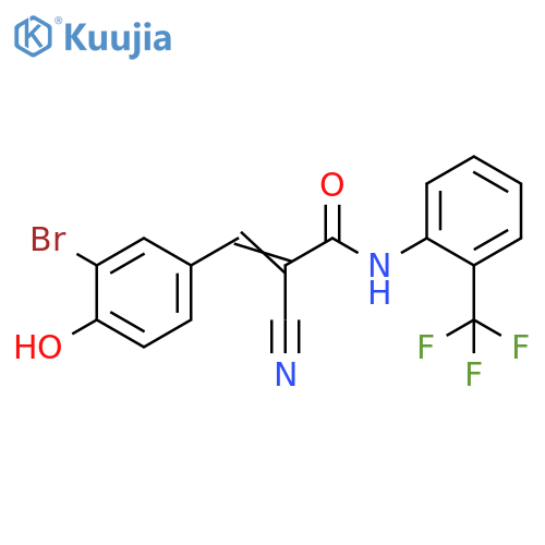 3-(3-Bromo-4-hydroxyphenyl)-2-cyano-N-[2-(trifluoromethyl)phenyl]-2-propenamide structure