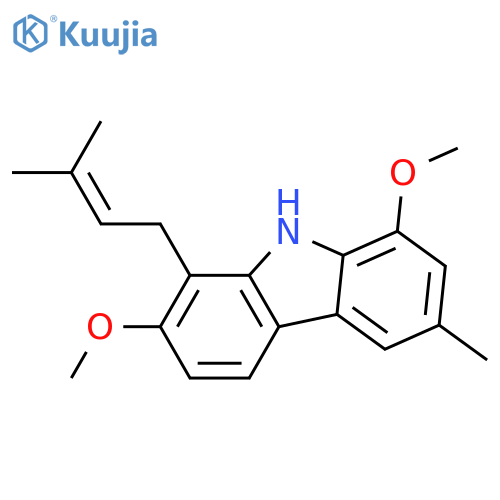 9H-Carbazole, 2,8-dimethoxy-6-methyl-1-(3-methyl-2-butenyl)- structure