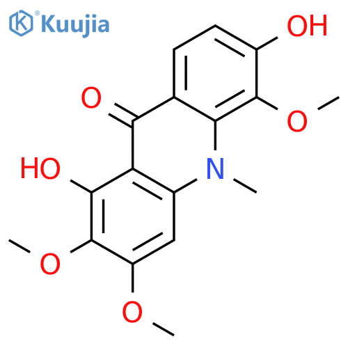 1,6-dihydroxy-2,3,5-trimethoxy-10-methyl-9-acridone structure