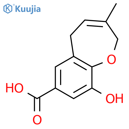 2,5-Dihydro-9-hydroxy-3-methyl-1-benzoxepin-7-carboxylic acid structure
