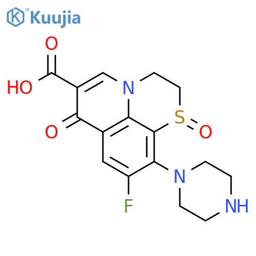 7H-Pyrido[1,2,3-de]-1,4-benzothiazine-6-carboxylic acid, 9-fluoro-2,3-dihydro-7-oxo-10-(1-piperazinyl)-, 1-oxide structure