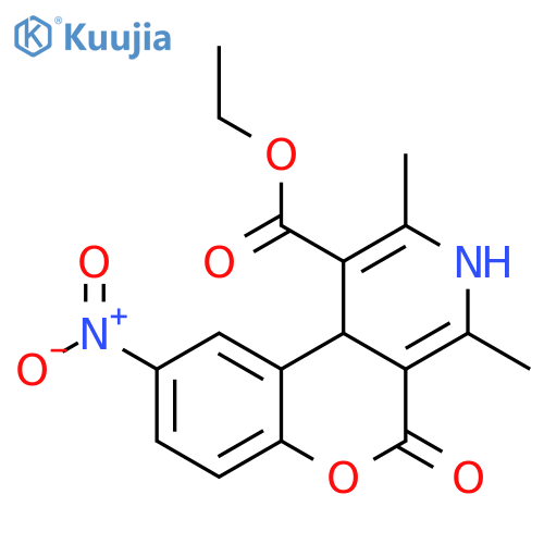 5H-[1]Benzopyrano[3,4-c]pyridine-1-carboxylic acid,3,10b-dihydro-2,4-dimethyl-9-nitro-5-oxo-, ethyl ester structure