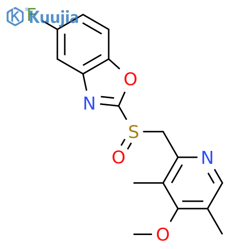 Benzoxazole, 5-fluoro-2-[[(4-methoxy-3,5-dimethyl-2-pyridinyl)methyl]sulfinyl]- structure