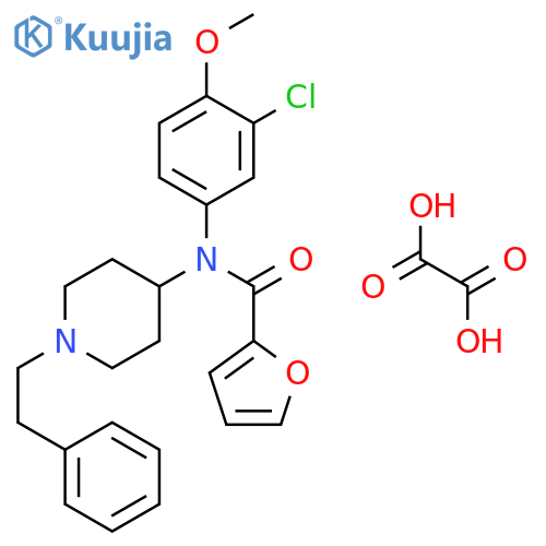 2-Furancarboxamide, N-(3-chloro-4-methoxyphenyl)-N-[1-(2-phenylethyl)-4-piperidinyl]-, ethanedioate structure